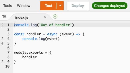 Lambda handler code with code out of handler function